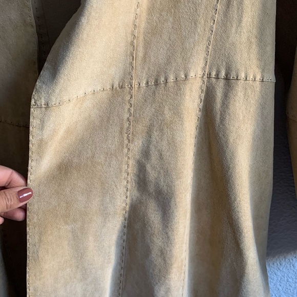 tan leather coat - Picture 3 of 8